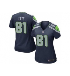 Women Nike Seattle Seahawks 81 Golden Tate Blue Jerseys