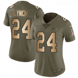 Womens Nike Seattle Seahawks 24 Marshawn Lynch Limited OliveGold 2017 Salute to Service NFL Jersey