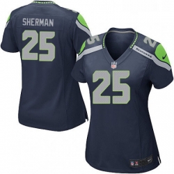 Womens Nike Seattle Seahawks 25 Richard Sherman Game Steel Blue Team Color NFL Jersey