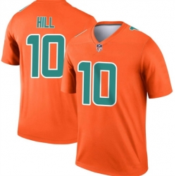 Men Miami Dolphins 10 Tyreek Hill Orange Inverted Legend Stitched Football Jersey