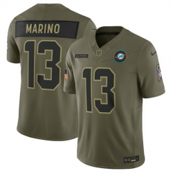 Men Miami Dolphins 13 Dan Marino Olive 2025 Salute to Service Limited Stitched Football Jersey Men Miami Dolphins 13 Dan Marino Olive 2025 Salute to Service Limited Stitched Football Jersey