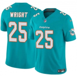 Men Miami Dolphins 25 Jaylen Wright Aqua 2024 F U S E Vapor Limited Stitched Football Jersey