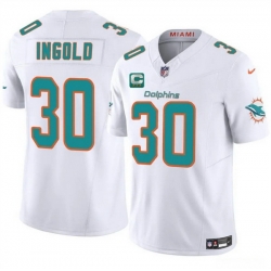 Men Miami Dolphins 30 Alec Ingold White 2025 F U S E  With 3 Star C Patch Vapor Limited Stitched Football Jersey Men Miami Dolphins 30 Alec Ingold White 2025 F U S E  With 3 Star C Patch Vapor Limited Stitched Football Jersey