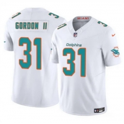 Men Miami Dolphins 31 Ollie Gordon II White 2025 F U S E  Vapor Limited Stitched Football Jersey Men Miami Dolphins 31 Ollie Gordon II White 2025 F U S E  Vapor Limited Stitched Football Jersey