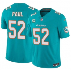 Men Miami Dolphins  52 Patrick Paul Aqua 2026 F U S E  1 Star C Patch Vapor Limited Stitched Football Jersey