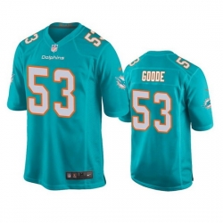 Men Miami Dolphins 53 Cameron Goode Aqua Stitched Football Jersey