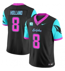 Men Miami Dolphins 8 Jevon Holland Black F U S E  With 1 Star C Patch Miami Vice Vapor Limited Stitched Football Jersey