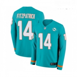 Mens Miami Dolphins 14 Ryan Fitzpatrick Limited Aqua Therma Long Sleeve Football Jersey