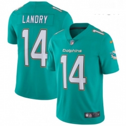 Mens Nike Miami Dolphins 14 Jarvis Landry Aqua Green Team Color Vapor Untouchable Limited Player NFL Jersey