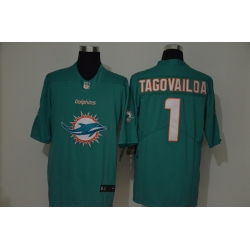 Nike Dolphins 1 Tua Tagovailoa Aqua Team Big Logo Vapor Untouchable Limited Jersey