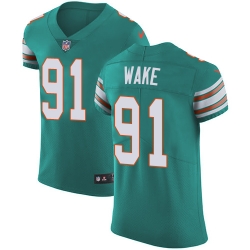 Nike Dolphins #91 Cameron Wake Aqua Green Alternate Mens Stitched NFL Vapor Untouchable Elite Jersey