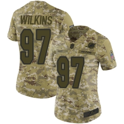 Dolphins 97 Christian Wilkins Camo Women Stitched Football Limited 2018 Salute to Service Jersey