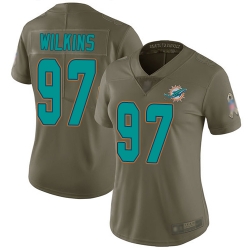 Dolphins 97 Christian Wilkins Olive Women Stitched Football Limited 2017 Salute to Service Jersey