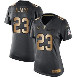 Nike Dolphins #23 Jay Ajayi Black Womens Stitched NFL Limited Gold Salute to Service Jersey