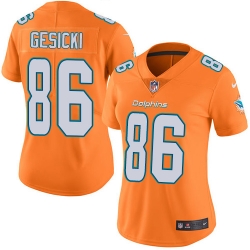 Nike Dolphins #86 Mike Gesicki Orange Womens Stitched NFL Limited Rush Jersey