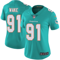 Nike Dolphins #91 Cameron Wake Aqua Green Team Color Womens Stitched NFL Vapor Untouchable Limited Jersey