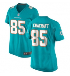 Women Miami Dolphins 85 River Cracraft Aqua Color Rush Stitched Jersey  Run Small