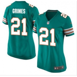 Women New Miami Dolphins #21 Brent Grimes Aqua Green Alternate Stitched NFL Elite Jersey