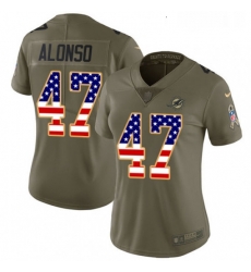 Womens Nike Miami Dolphins 47 Kiko Alonso Limited OliveUSA Flag 2017 Salute to Service NFL Jersey