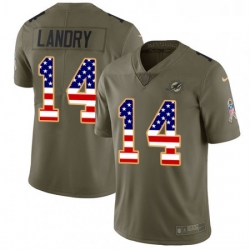 Youth Nike Miami Dolphins 14 Jarvis Landry Limited OliveUSA Flag 2017 Salute to Service NFL Jersey