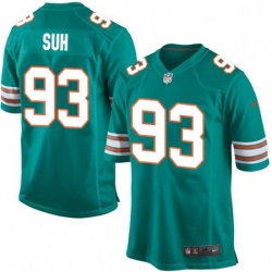 Youth Nike Miami Dolphins 93 Ndamukong Suh Game Aqua Green Alternate NFL Jersey