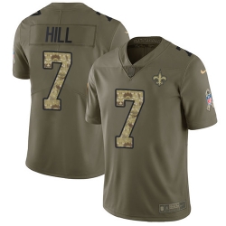 Limited Nike OliveCamo Mens Taysom Hill Jersey NFL 7 New Orleans Saints 2017 Salute to Service