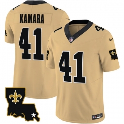 Men New Orleans Saints 41 Alvin Kamara Gold 2023 F U S E  1987 Legacy Vapor Stitched Jersey