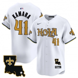 Men New Orleans Saints 41 Alvin Kamara White Cool Base Stitched Baseball Jersey