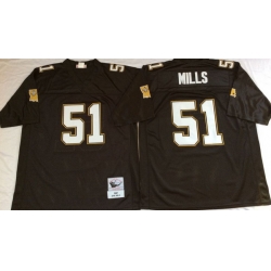 Men New Orleans Saints 51 Sam Smills Black M&N Throwback Jersey