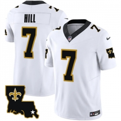 Men New Orleans Saints 7 Taysom Hill White 2023 F U S E  1987 Legacy Vapor Stitched Jersey