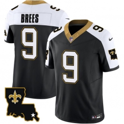 Men New Orleans Saints 9 Drew Brees Black White 2023 F U S E  1987 Legacy Vapor Stitched Jersey