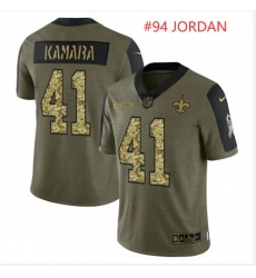 Men New Orleans Saints 94 Cameron Jordan 2021 Salute To Service Olive Camo Limited Stitched Jersey