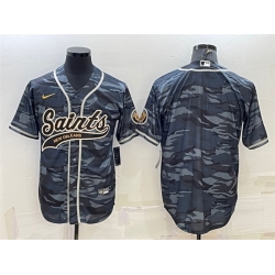 Men New Orleans Saints Blank Grey Camo With Patch Cool Base Stitched Baseball Jerse