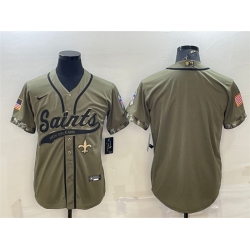 Men New Orleans Saints Blank Olive 2022 Salute To Service Cool Base Stitched Baseball Jersey