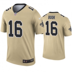 Men Nike New Orlean Saints Ian Book 16 Gold Inverted Legend Limited Jersey