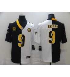 Men Nike New Orleans Saints Drew Brees 9 Black White Split Limited Jersey