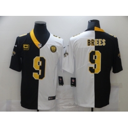 Men Nike New Orleans Saints Drew Brees 9 Black White Split Limited Jersey