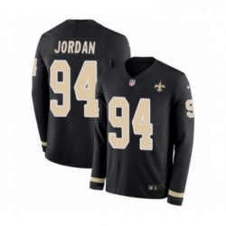 Mens Nike New Orleans Saints 94 Cameron Jordan Limited Black Therma Long Sleeve NFL Jersey