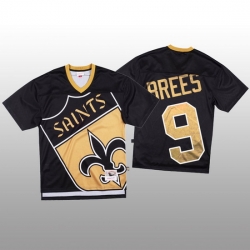 NFL New Orleans Saints 9 Drew Brees Black Men Mitchell  26 Nell Big Face Fashion Limited NFL Jersey