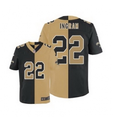 Nike Saints #22 Mark Ingram Black Gold Mens Stitched NFL Elite Split Jersey