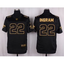 Nike Saints #22 Mark Ingram Black Mens Stitched NFL Elite Pro Line Gold Collection Jersey