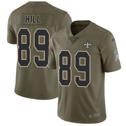 Nike Saints #89 Josh Hill Olive Mens Stitched NFL Limited 2017 Salute To Service Jersey