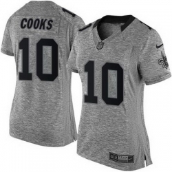 Nike Saints #10 Brandin Cooks Gray Womens Stitched NFL Limited Gridiron Gray Jersey