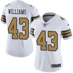 Nike Saints #43 Marcus Williams White Womens Stitched NFL Limited Rush Jersey