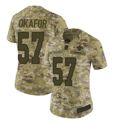 Nike Saints #57 Alex Okafor Camo Women Stitched NFL Limited 2018 Salute to Service Jersey