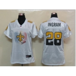 Nike Womens New Orleans Saints #28 Ingram White Jerseys