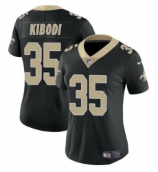 Women New Orleans Saints 35 Jacob Kibodi Black Vapor Stitched Game Jersey