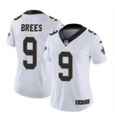 Women New Orleans Saints 9 Drew Brees White Vapor Untouchable Limited Stitched Jersey