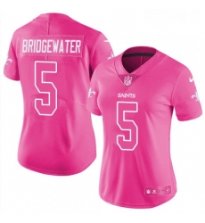 Womens Nike New Orleans Saints 5 Teddy Bridgewater Limited Pink Rush Fashion NFL Jersey