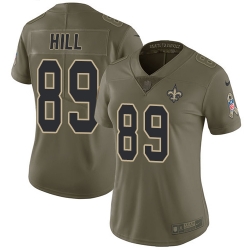 Womens Nike Saints #89 Josh Hill Olive  Stitched NFL Limited 2017 Salute to Service Jersey